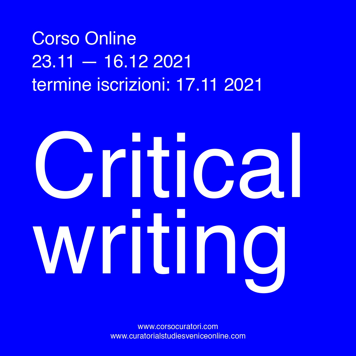 Workshop online in critical writing