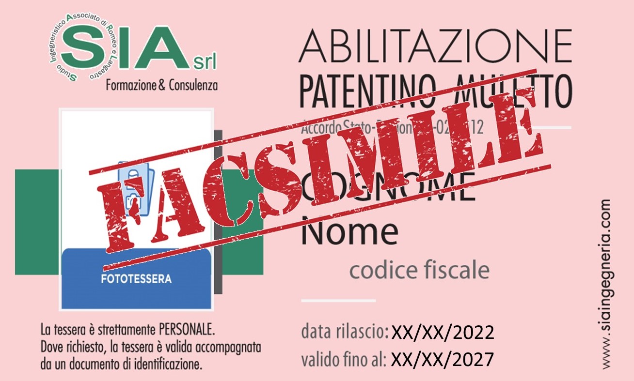 FAC SIMILE Patentino Muletto2022